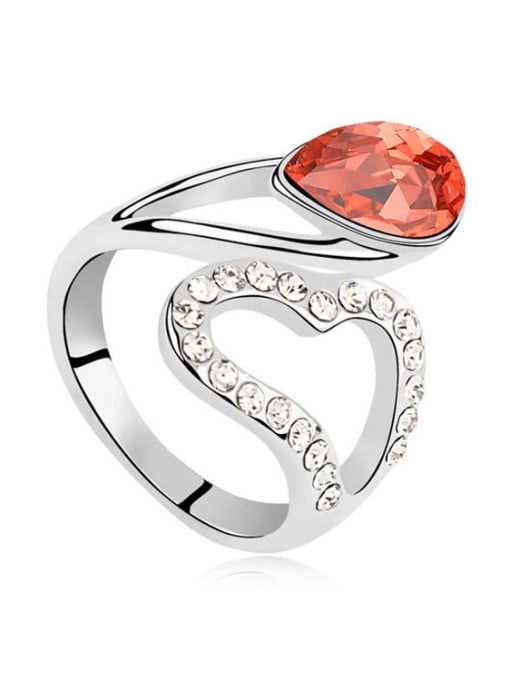Red Fashion Cubic Water Drop austrian Crystals Alloy Ring