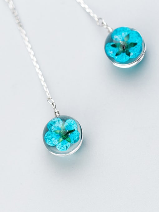 Rosh Fresh Blue Round Shaped Crystal S925 Silver Drop Earrings 1