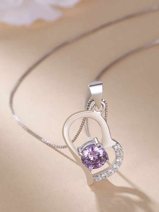 One Silver Purple Heart Pendant 2