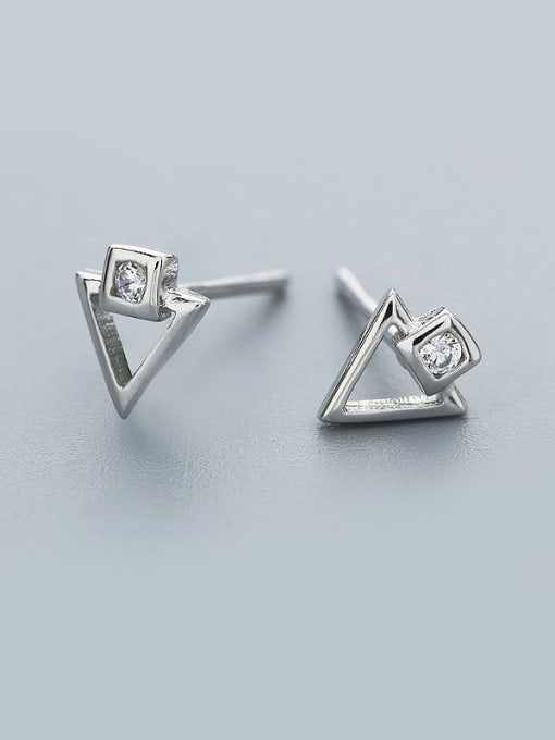 One Silver Women Elegant Triangle Shaped Zircon cuff earring 0