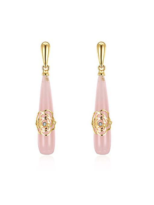 18K Gold ,Pink Temperament Resin 18K Gold drop earring