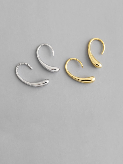 DAKA 925 Sterling Silver With Gold Plated Simplistic Water Drop Hook Earrings 1