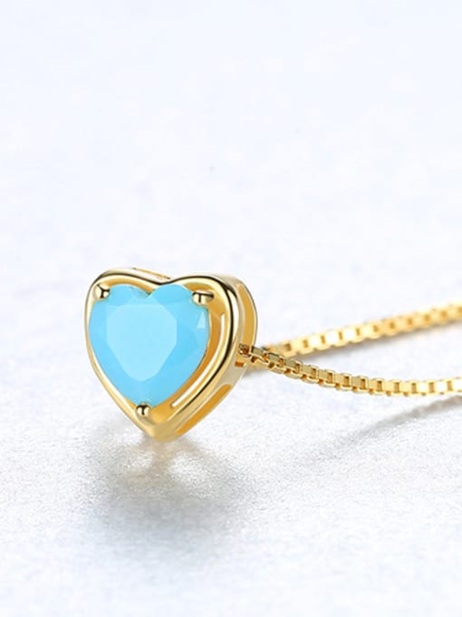 Blue MG-20D04 Sterling silver minimalist heart-shaped semi-precious stones necklace