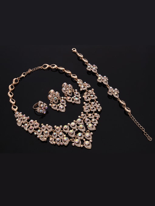 BESTIE Alloy Imitation-gold Plated Fashion Artificial Stones and Rhinestones Four Pieces Jewelry Set 1