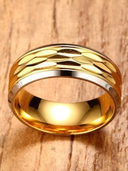CONG Luxury Gold Plated Geometric Shaped Titanium Ring 1
