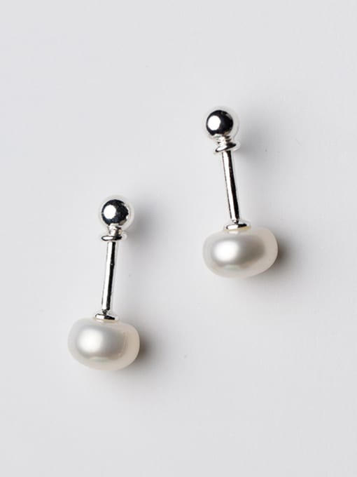 Rosh All-match Round Shaped Artificial Pearl Stud Earrings 0