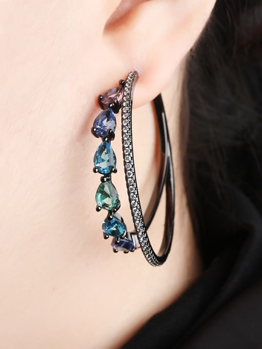ROSS Copper With  Cubic Zirconia Luxury Water Drop Stud Earrings 1