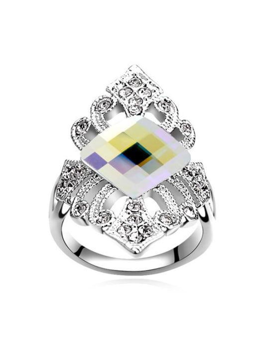 QIANZI Exaggerated Rhombus austrian Crystals Alloy Ring 1