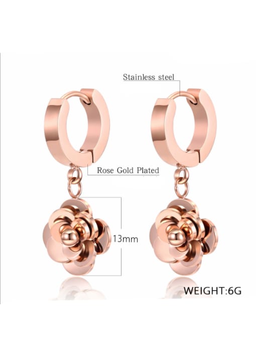 Open Sky Stainless Steel With Rose Gold Plated Simplistic Rosary Stud Earrings 2
