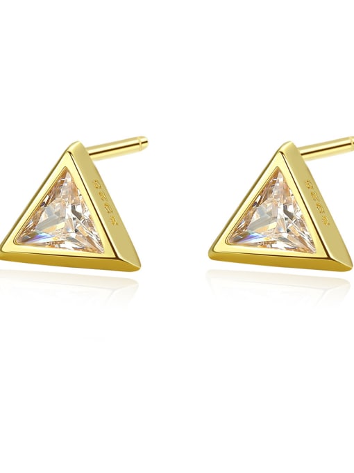 CCUI 925 Sterling Silver  Simplistic Triangle Stud Earrings 0