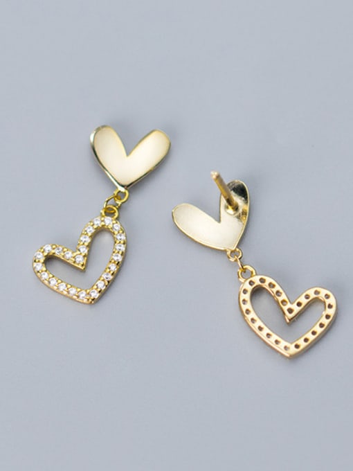 Rosh 925 Sterling Silver With Cubic Zirconia  Cute Heart Stud Earrings 4