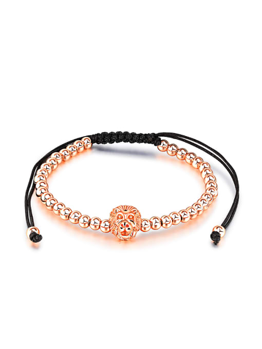 Rose Gold Fashion Lion Head Beads Adjustable Bracelet