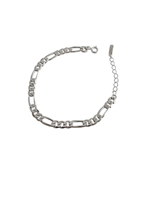 DAKA 925 Sterling Silver With Platinum Plated Simplistic Smooth Chain Bracelets 0