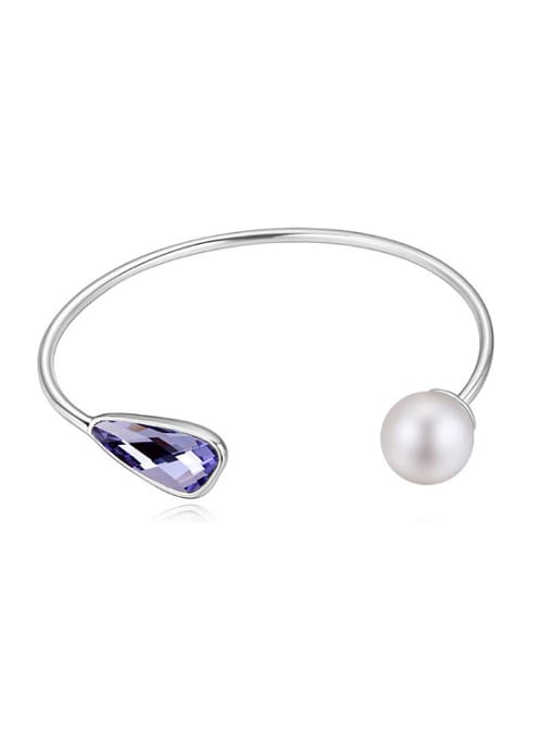 QIANZI Simple austrian Crystal Imitation Pearl Opening Bangle 1