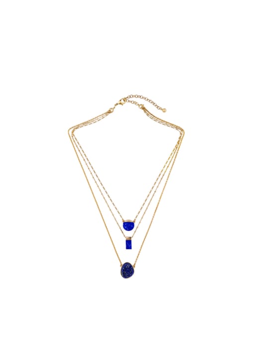 KM Simple Multi- layer Blue Stones Alloy Necklace 0