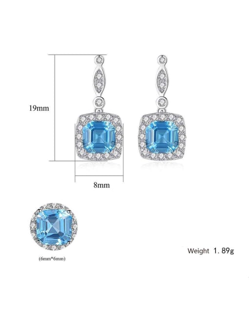 CCUI 925 Sterling Silver With Platinum Plated Fashion Square Drop Earrings 4