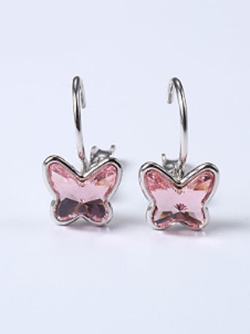 Pink Fashion Crystal Butterfly Women Earrings