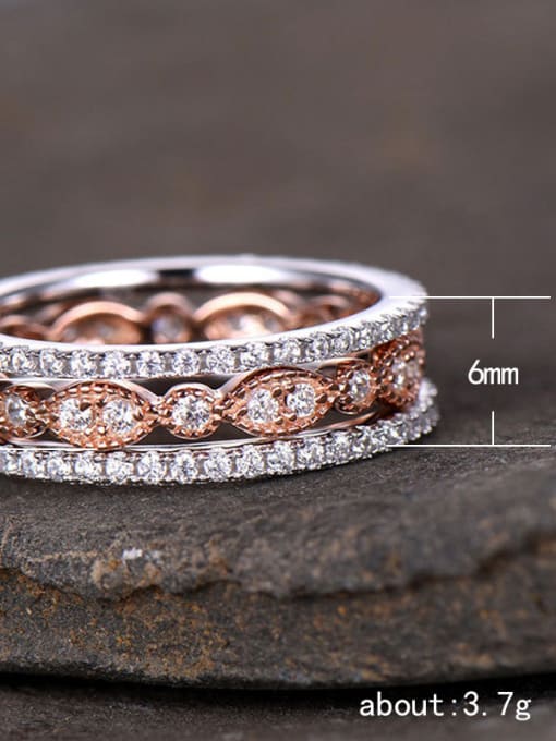 MATCH Copper With White Gold Plated Delicate Cubic Zirconia Rings 2