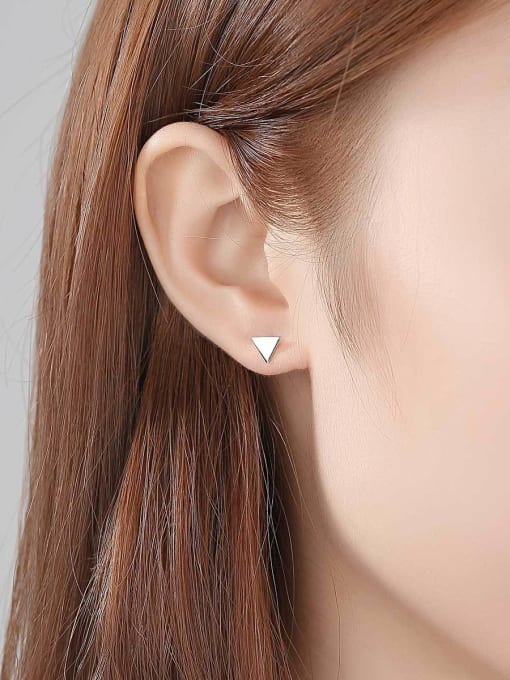 CCUI 925 Sterling Silver With  Simplistic Triangle Stud Earrings 1