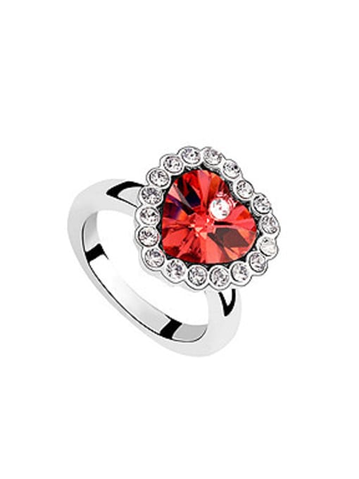 QIANZI Fashion Heart austrian Crystals Alloy Ring 0