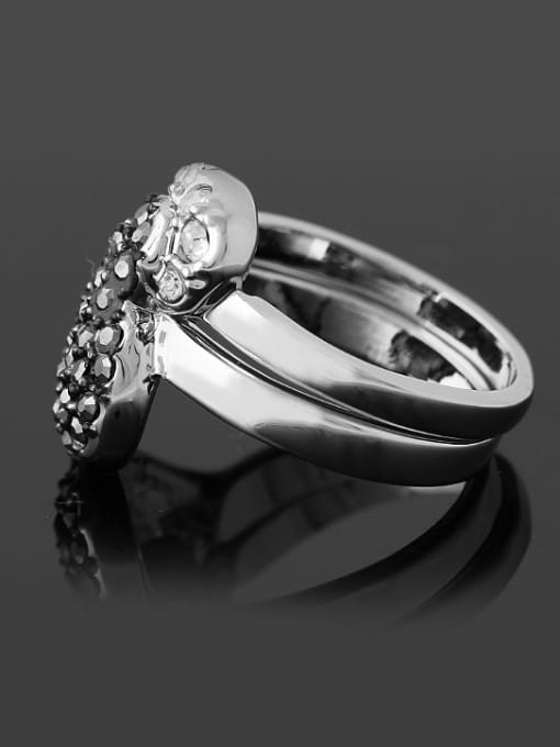 Wei Jia Fashion Two-band Cubic Rhinestones Heart Alloy Ring 1