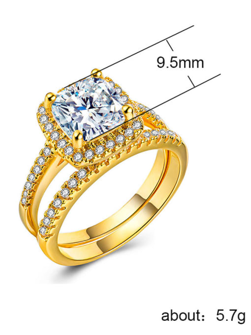 MATCH Copper With Gold Plated Delicate Square Cubic Zirconia Engagement Rings 3