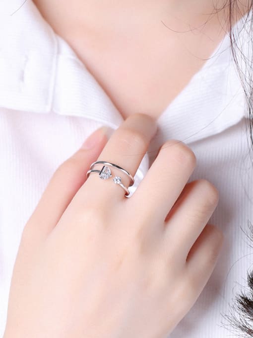 Peng Yuan Simple Zircon Two-band Opening Stacking Ring 1