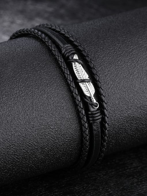 Open Sky Fashion Little Feather Artificial Leather Woven Bracelet 2