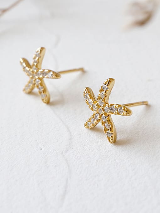 DAKA Sterling silver minimalist micro-inlay zricon starfish earrings 0