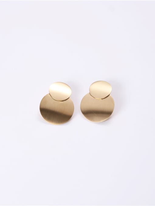 GROSE Titanium With Gold Plated Simplistic  Smooth Round Stud Earrings 1