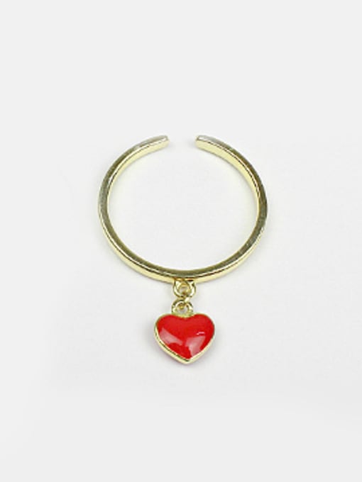 DAKA Personalized Red Heart Silver Opening Ring 0