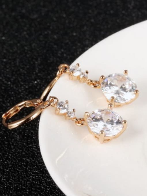 Open Sky Fashion Cubic Zircon Champagne Gold Plated Earrings 2