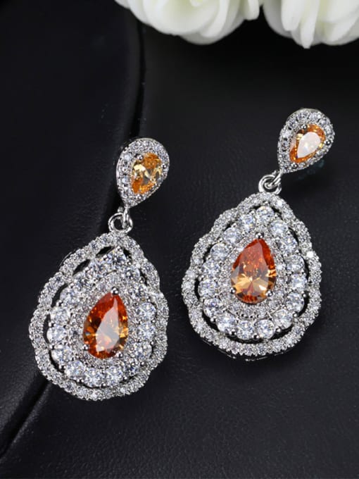 Champagne Wedding Fashionable Water Drop Cluster earring