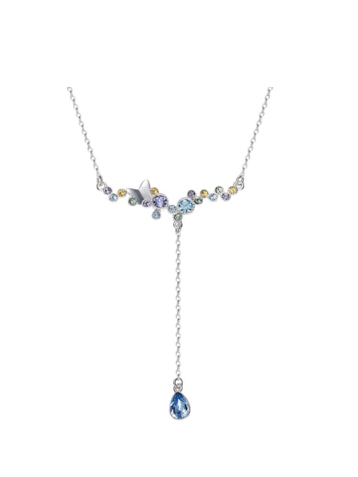 CEIDAI S925 Silver Colorful Butterfly Shaped Necklace 0