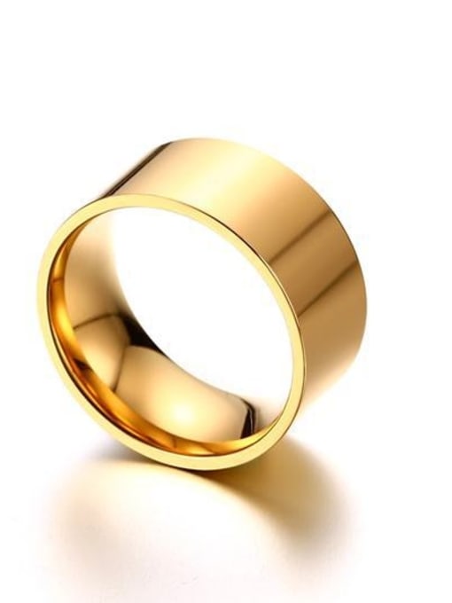 Golden Trendy Gold Plated Geometric Shaped Titanium Ring