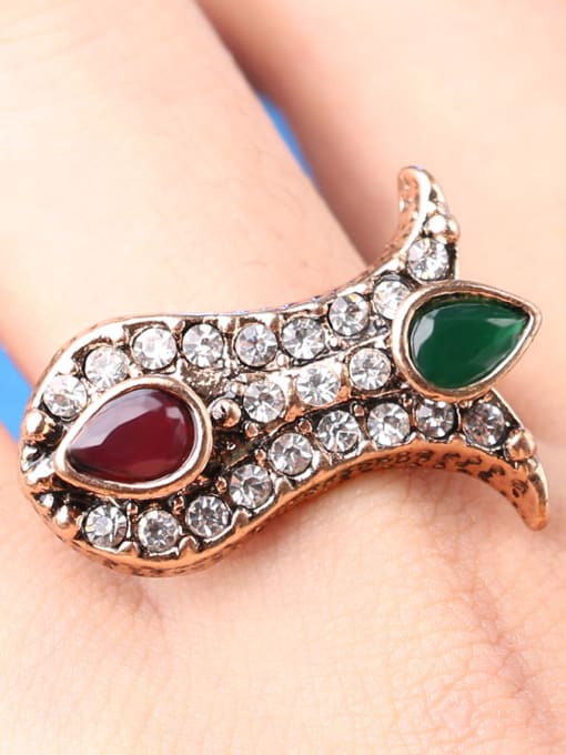Gujin Gold Plated Resin stones Crystals Alloy Ring 1