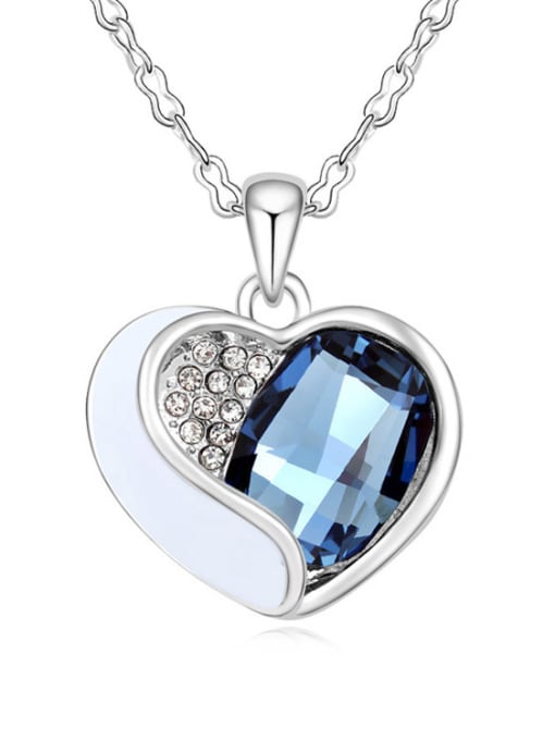 royal blue Fashion austrian Crystal Heart Pendant Alloy Necklace