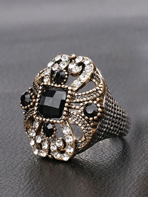 Gujin Retro style Ethnic Hollow Resin Crystals Alloy Ring 4
