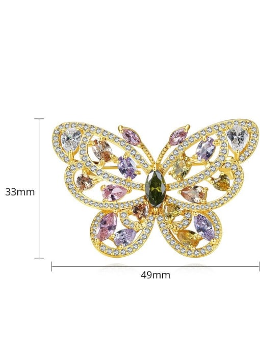 BLING SU Copper With Gold Plated Delicate Butterfly Brooches 2