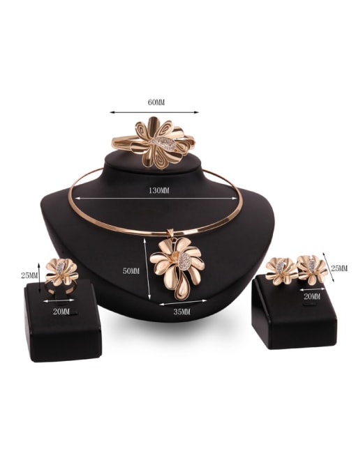 BESTIE 2018 2018 Alloy Imitation-gold Plated Fashion Rhinestones Flower Four Pieces Jewelry Set 2