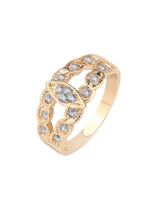 Gujin Simple White Crystals Alloy Ring 0