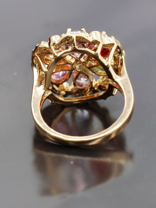 L.WIN Gold Plated Colorful Zircons Statement Ring 2