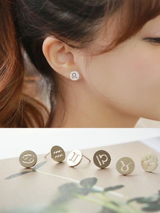 DAKA 925 Sterling Silver With  Classic Round constellation Stud Earrings 3