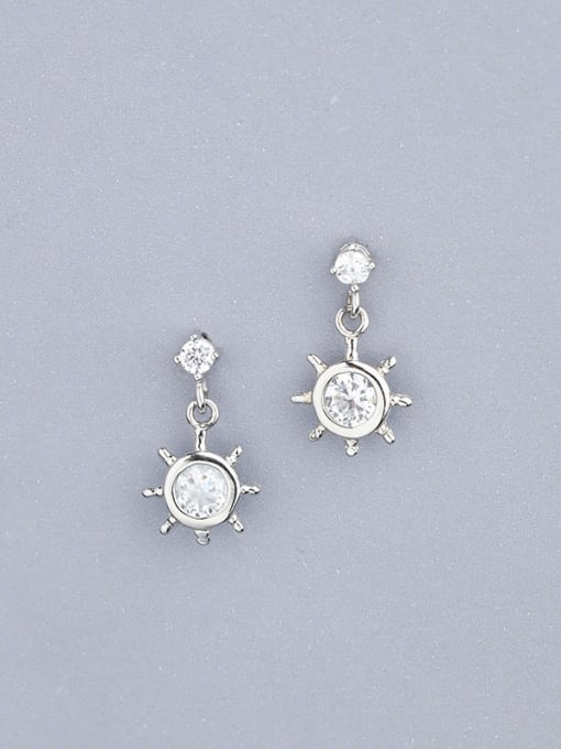 One Silver Women Sun Flower Shaped drop earring 0