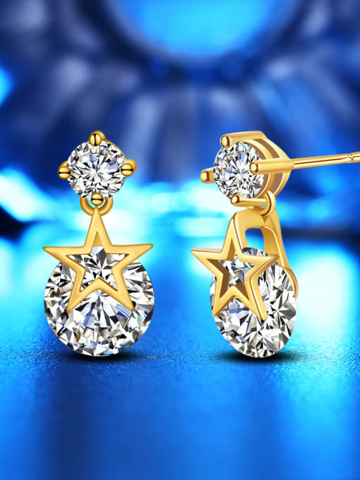 Gold Plating Elegant Exquisite Star Zircons Fashion Drop Earrings