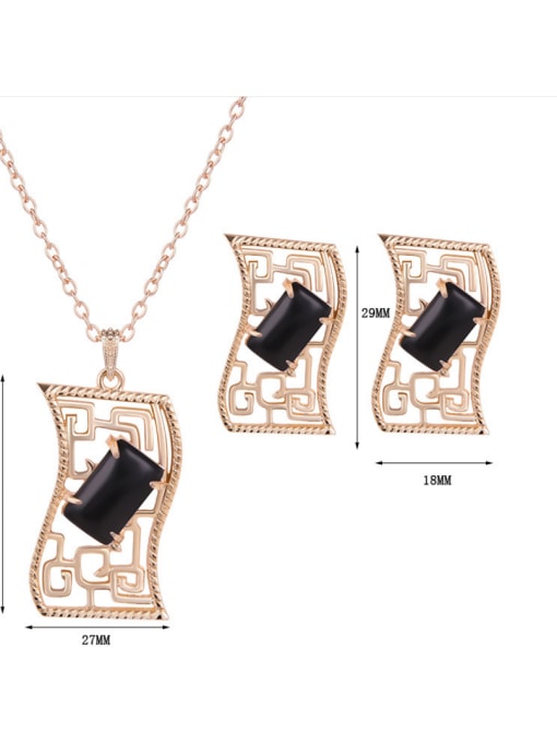 BESTIE Alloy Imitation-gold Plated Fashion Artificial Stone Hollow Two Pieces Jewelry Set 3