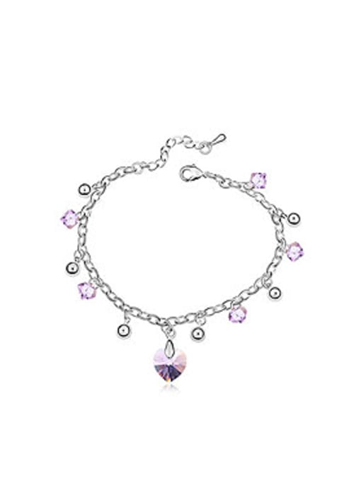 purple Simple Little Cubic Heart-shaped austrian Crystals Alloy Bracelet