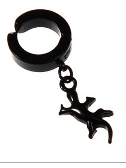 Section 6 Black Gecko Stainless Steel With Black Gun Plated Personality Cross Stud Earrings