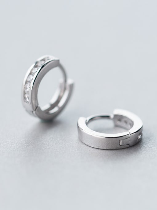 Rosh Couples Geometric Shaped Rhinestones S925 Silver Clip Earrings