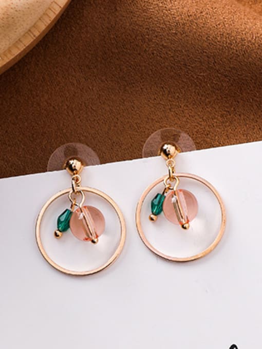 B Pink Alloy With Rose Gold Plated Simplistic Round Cherry Drop Earrings